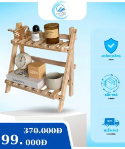Kệ gỗ 2 tầng mini decor trang trí để bàn