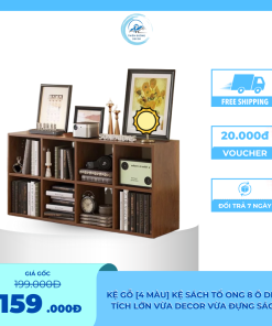 Kệ Gỗ [4 màu] Kệ Sách Tổ Ong 8 Ô Diện Tích Lớn Vừa Decor Vừa Đựng Sách